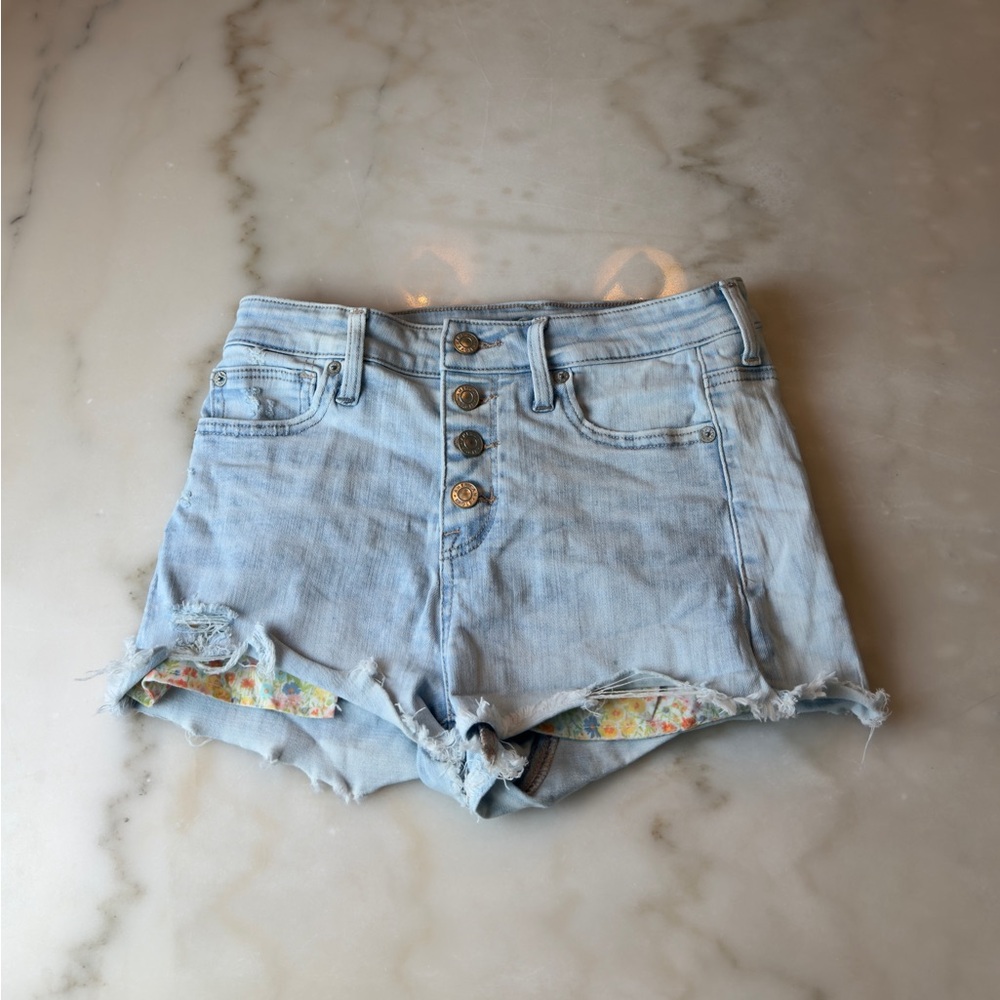 American Eagle Outfitters Light Blue Denim Button-Fly Shorts